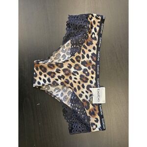 Bebe Underwear Womens Medium Leopard Print Lace Trim Hipster Panties New Tags